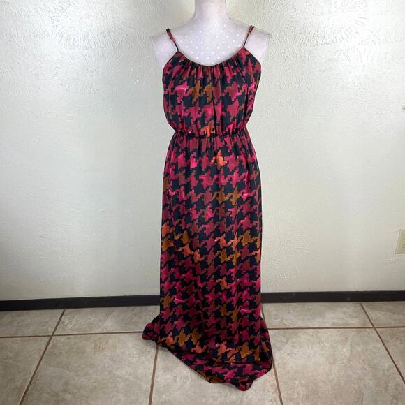 Lavender Brown Houndstooth Maxi Dress Size S Red‎ Black Long Sleeveless - Picture 12 of 12